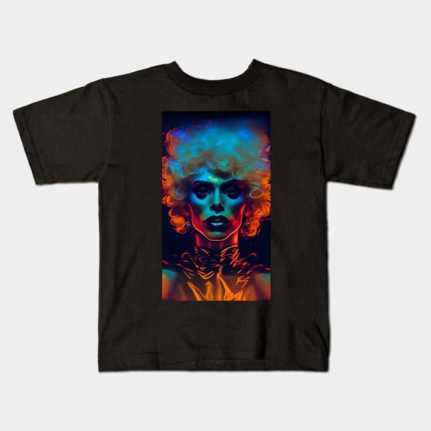Psychedelic Drag Queen Kids T-Shirt by PenguiQueer